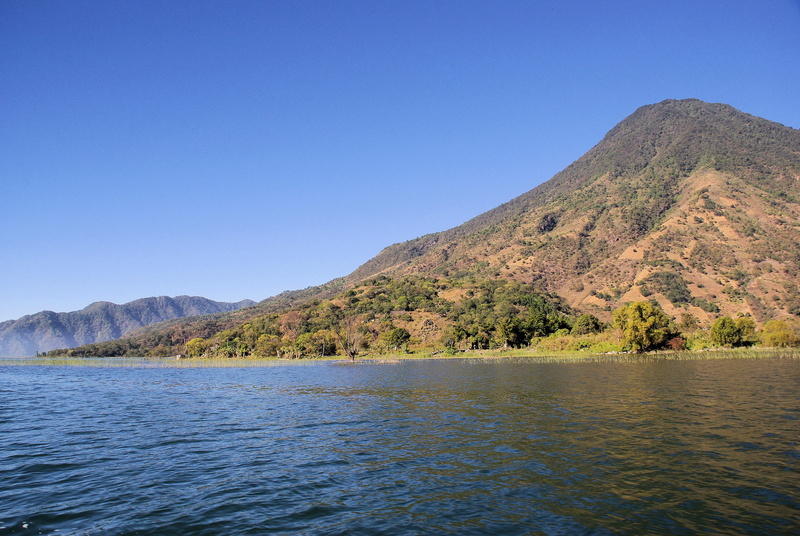 outdoors, tranquil scene, environment, guatemala, volcano, blue, water, no people, 4K, land, tranquility, lake, atitlan, travel destinations, mountain peak