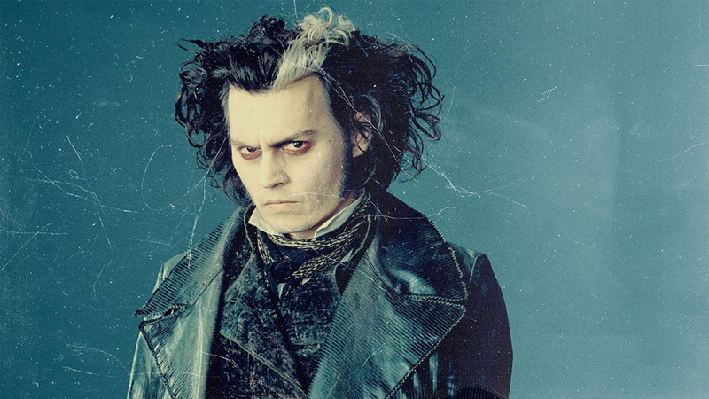 one person, wet, snowing, contemplation, teenager, indoors, portrait, storm, clothing, Sweeney Todd, movies, rain, blue background, human hair, long hair