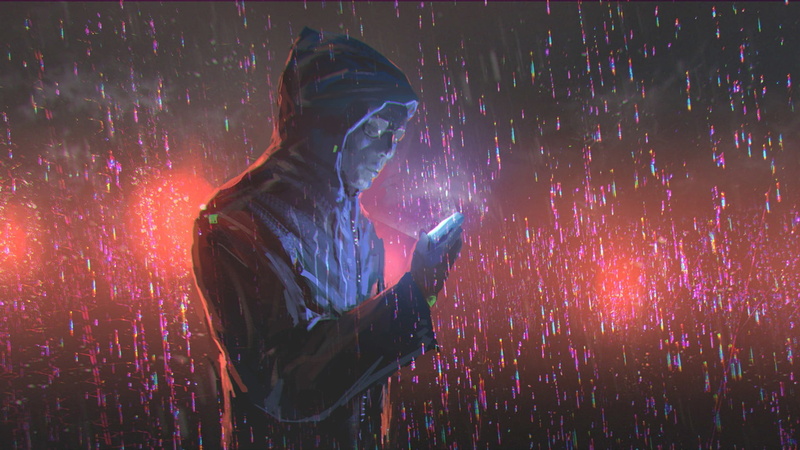 communication, sparks, glowing, gray, technology, adult, men, performance, illuminated, 1080P, rain, three quarter length, motion, side view, night, sunglasses