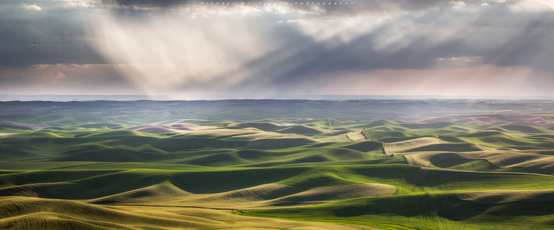 Pacific, rolling  hills, green, North  west, Steptoe  Washington, body of water, body, water, rays, Dramatic, near, backgrounds, Tour, Palouse, PNW, Light on