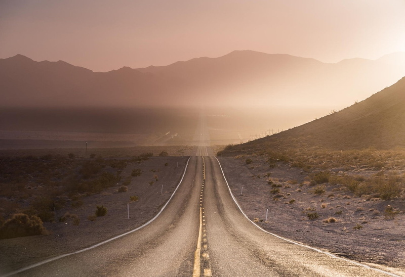no people, nature, sky, tranquility, USA, Nevada, mountain range, land, 720P, the way forward, outdoors, highway, transportation, sunset, shrubs, environment