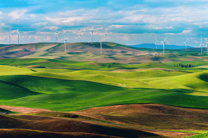 state, Washington, field, USA, wind farms, 1080P, Wind turbines