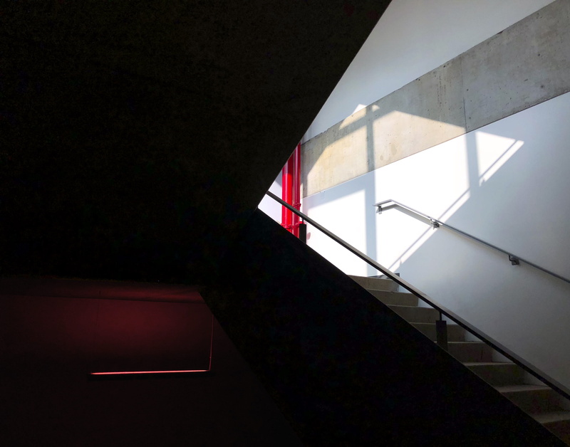girl, architecture, handrail, red, elegance, built Structure, shadow, inside Of, urban, new, white, modern, no People, home Interior, empty, wide, car