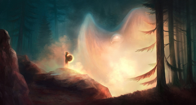 fantasy art, forest, mist, 1080P, spirits