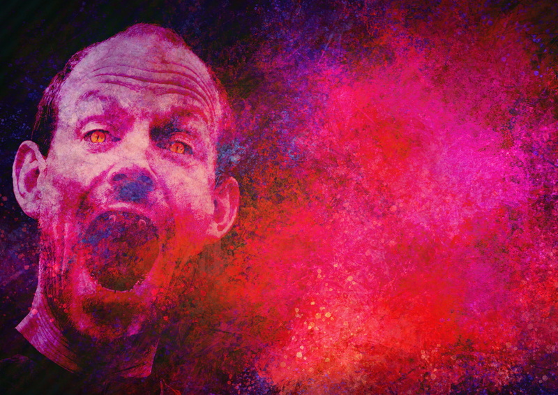 weird, studio shot, panic, one person, headshot, looking at camera, man, powder paint, men, background, höllenangst, 2K, stains, creepy, schreck, monster