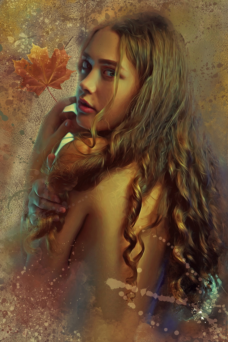 autumns spirit, model, teenager, young adult, real people, autumn leave, looking at camera, leisure activity, ethereal, women, young women, front view
