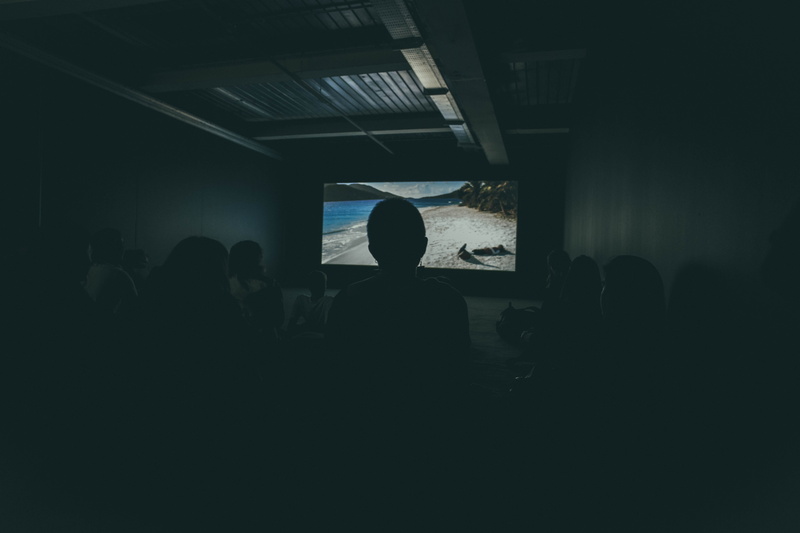 watching, room, movies, photo, adult, 5K, business, front, screen, cinema, group, rear view, film, group of people, dark, architecture, silhouette, office