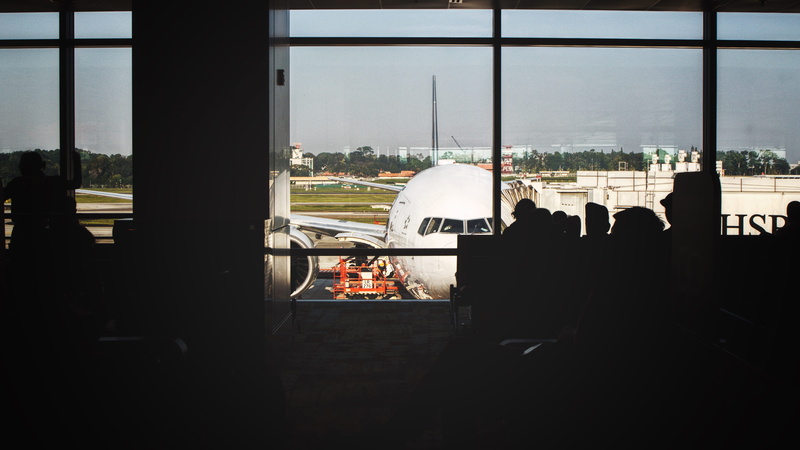 group of people, plane, nature, people, warm, aircraft, city, equator, airplane, built structure, airfield, human, airport, men, airliner, cityscape, silhouette