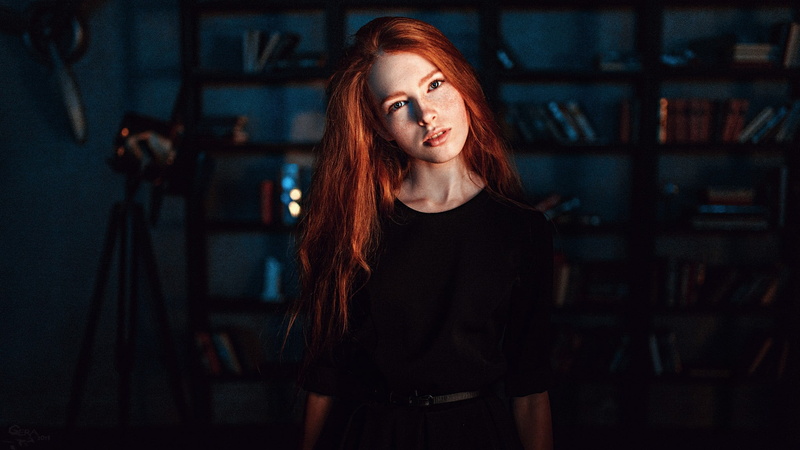 redhead, waist up, beautiful woman, standing, hair, young adult, lifestyles, women, Georgy Chernyadyev, portrait, real people, contemplation, hairstyle