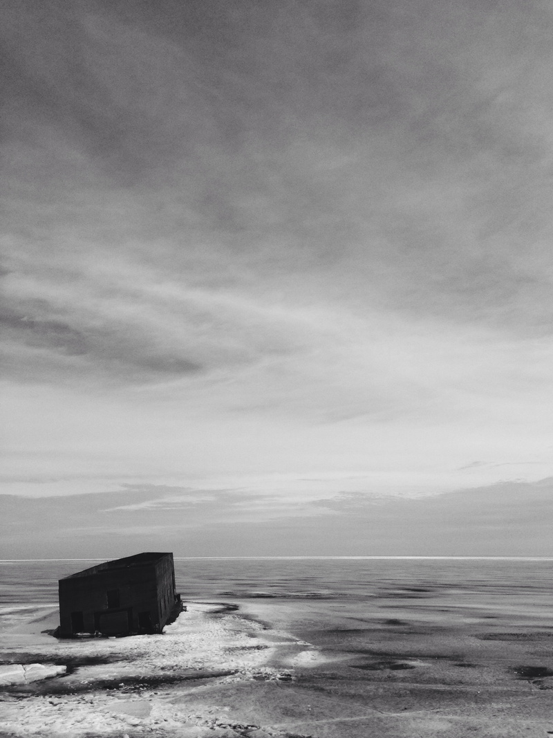 day, scenics - nature, 2K, lake, tranquility, environment, land, beach, hut, scenics, duluth, built structure, field, ice, sky, lake superior, no people