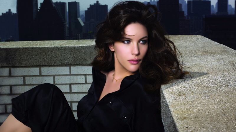 young adult, beauty, looking away, hair, architecture, outdoors, lifestyles, actress, black shirt, built structure, hairstyle, women, portrait, Liv Tyler