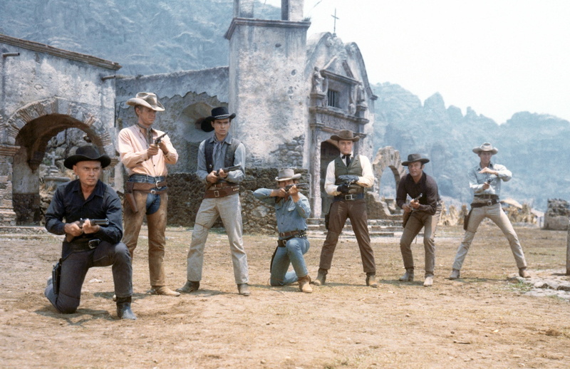 young men, men, full length, real people, young adult, standing, day, sitting, group of people, crowd, people, outdoors, the magnificent seven, adult, casual clothing