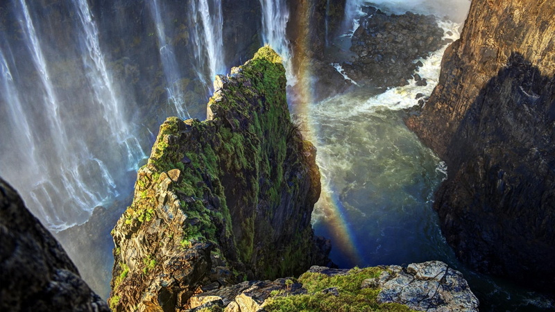waterfalls, rainbow, hdr, falls, rocks, magnificent, moss, 1080P, nature and landscapes, victoria