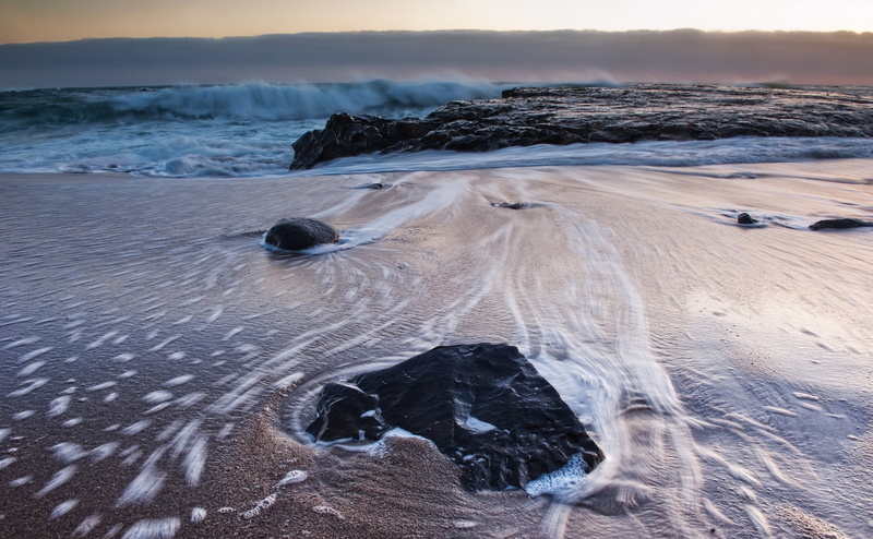 Sand, county, davenport, seashore, Waves, rock, scenics - nature, tranquil scene, sea, United States, tranquility, solid, Pacific, Thoughts, power in nature