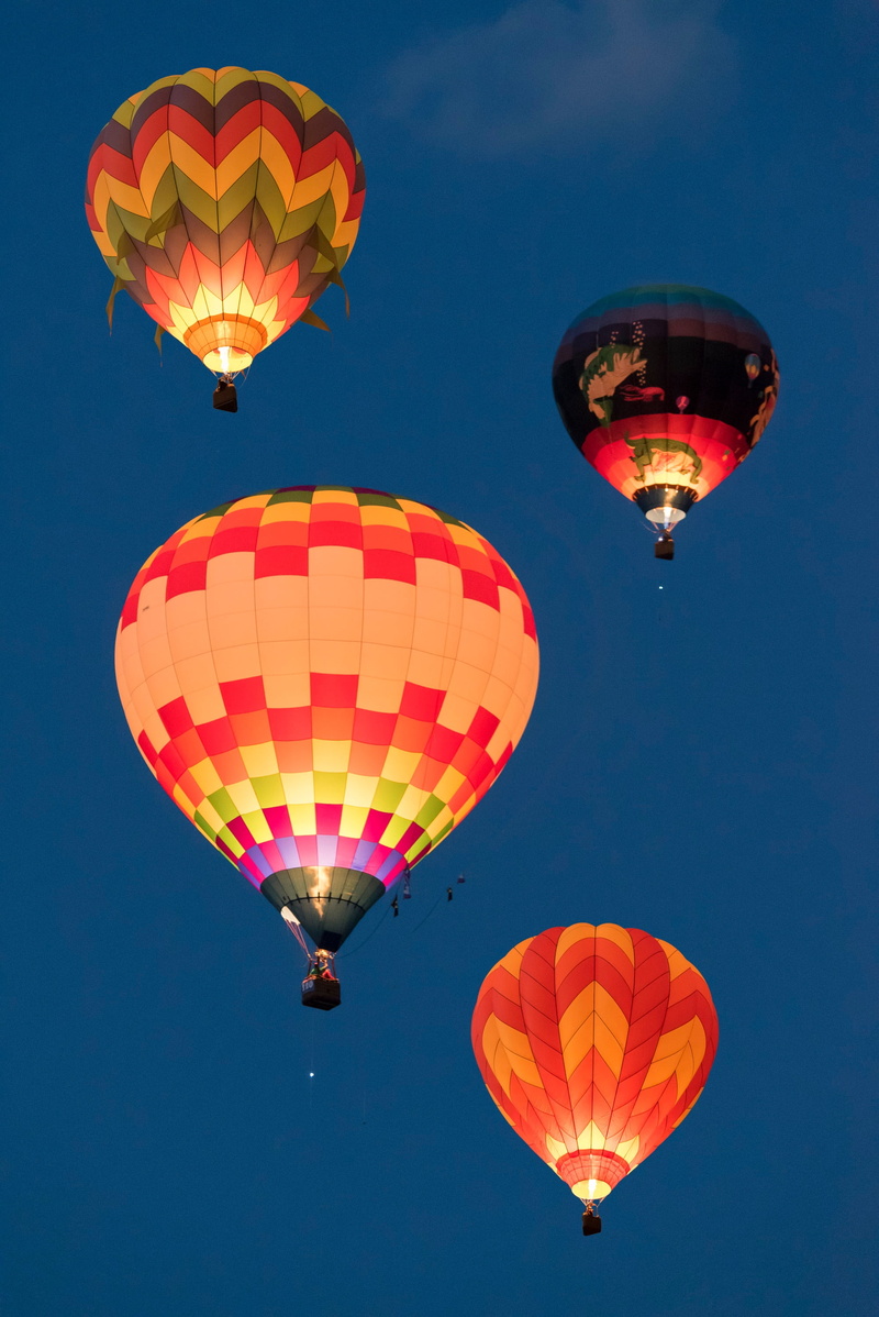 2K, hot, ballooning festival, men, celebration, mid-air, multicolored, multi colored, clear sky, transportation, four, no people, light people, ride, air vehicle