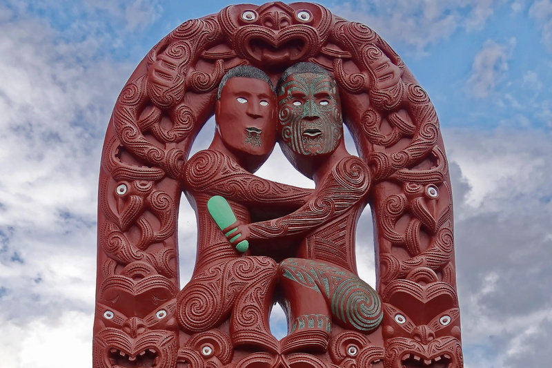 maori, ornate, north island, representation, day, sky, sculpture, no people, close-up, cloud - sky, religion, rotorua, art, spirituality, statue, creativity