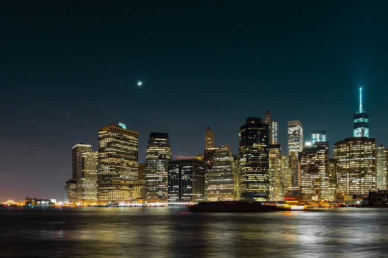 illuminated, tall - high, building, tower, architecture, outdoors, built structure, city, newyork, waterfront, skyscraper, landscape, night, office building exterior