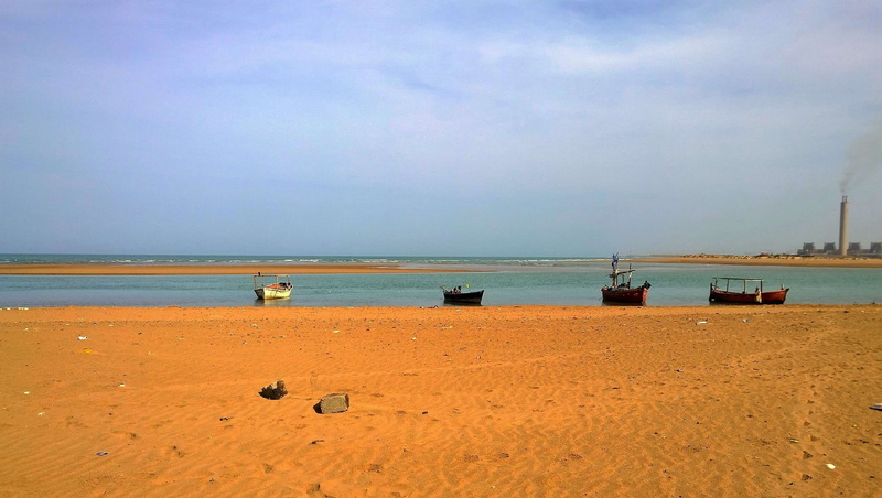 sea, karachi, tranquility, sky, no people, 1080P, outdoors, transportation, water, tranquil scene, beach, nautical vessel, day, sand, scenics - nature