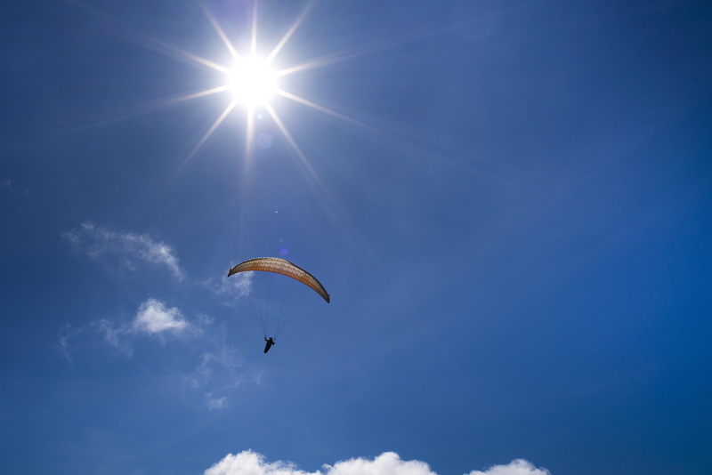 sky, danang, low angle view, freedom, slide, wind, on, green, cartoon, travel, extreme sports, sport, leisure activity, sun, the air, land, fun, fly high