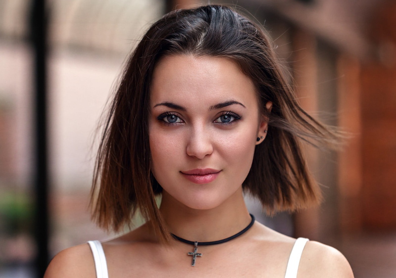 cute, photo, looking, brunette, young Women, looking At Camera, portrait, white, smiling, sensuality, adults Only, bare shoulders, woman, close-up, young Adult