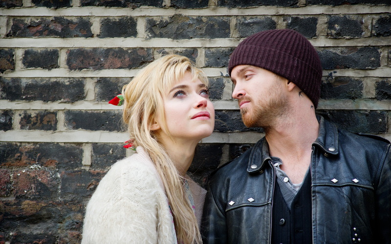 two people, young couple, couple - relationship, Aaron Paul, s, warm clothing, Imogen Poots, adult, women, men, positive emotion, architecture, knit, clothing