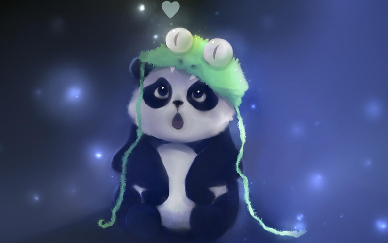 illustration, green, panda, wearing, 1080P, knit, cap, baby, alligator