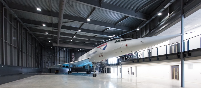 airplane, modern, 5K, absence, airport, built structure, aerospace industry, architecture, Concorde, technology, building, travel, airplane hangar, no people