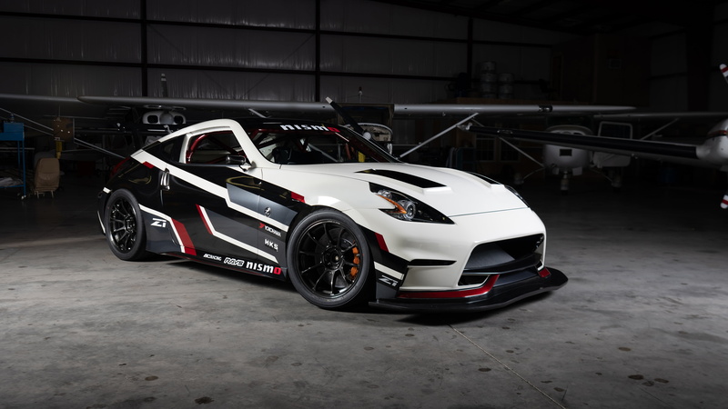 hangar, car, 5K, vehicle, airplane, spotlights, race cars, aircraft, Nismo, Nissan 370Z