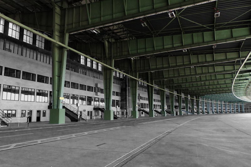 street, far, old, industry, modern, sign, empty, outdoors, indoors, Airport, building exterior, tempelhof, built structure, leave, architectural column