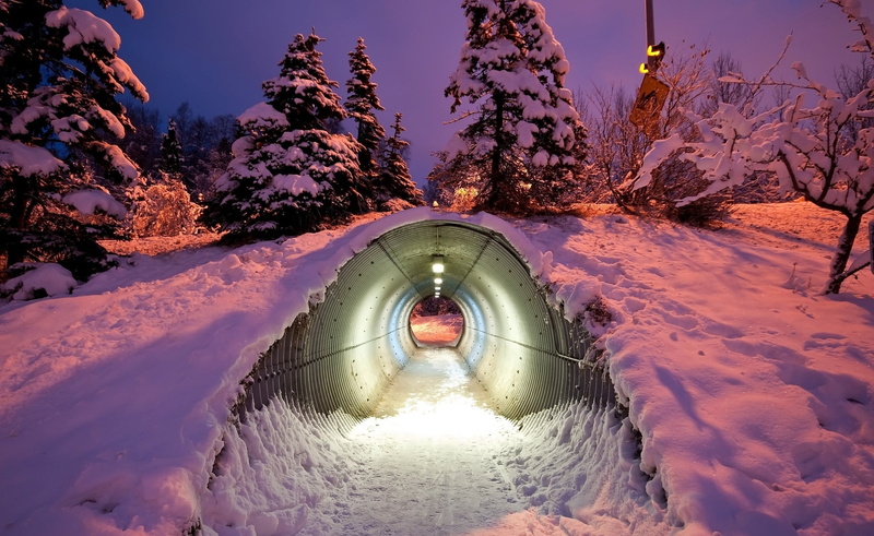photography, 1080P, tunnel, night, nature, frozen, sky, plant, winter, beauty in nature, scenics - nature, steel, outdoors, no people, snow, trees, gray