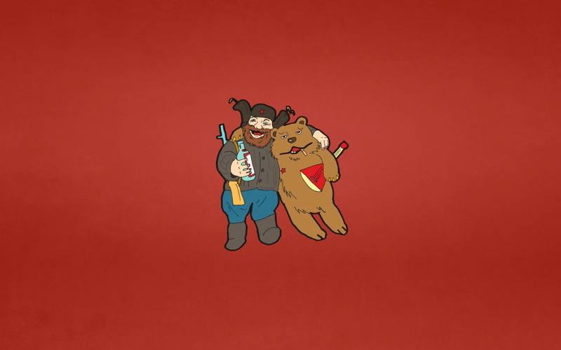 holiday, human representation, Russian, celebration, colored background, male likeness, full length, copy space, studio shot, bears, fun, female likeness