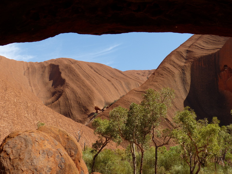 mountain, drought, steppe, tree, nature, tranquil scene, ayers rock, arid, geology, bush, australia, attraction, trees, places of interest, 4K, climate