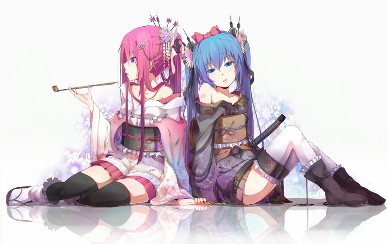 flaute, girls, hair, love, long, 1080P, lolis, eyes, anime, beautifull, pink, blue