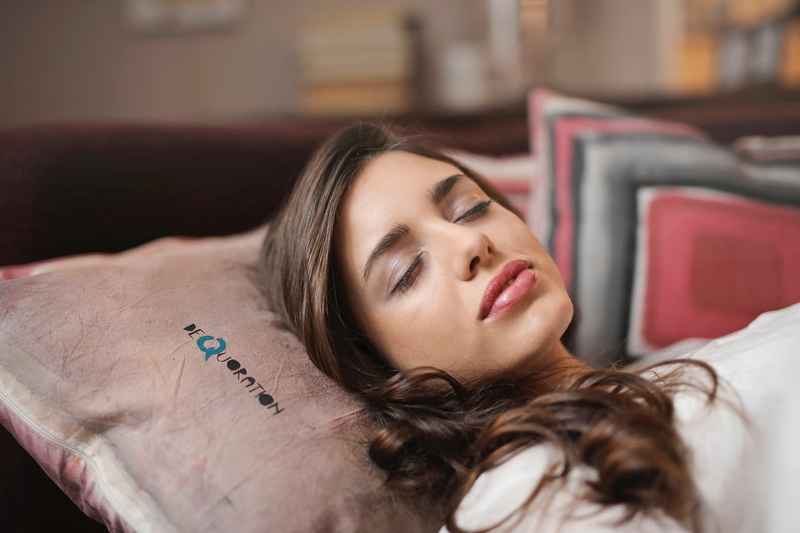 person, healthy, brown hair, Rest, lifestyles, lying, woman, peaceful, Adult, Laying, cozy, eyes closed, domestic room, leisure, Blue, long hair, relax