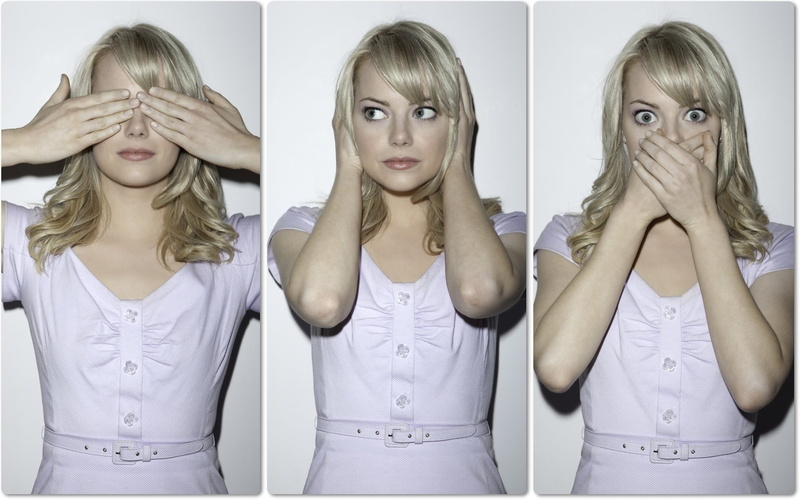 hairstyle, beautiful woman, front view, hand, hands covering eyes, Emma Stone, hair, looking at camera, 1080P, females, human face, indoors, blonde, actress