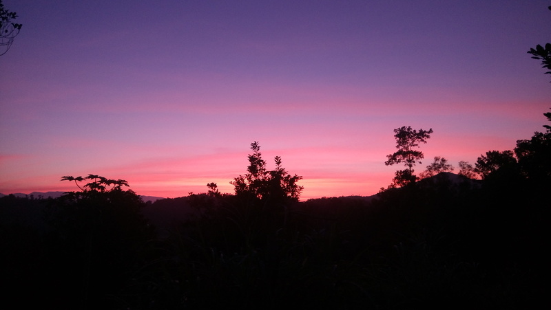 outdoors, nui, pink color, sky, no people, tim hoang hon, plant, nature, environment, afternoon, purple sunset, mountain, dusk, silhouette, non-urban scene