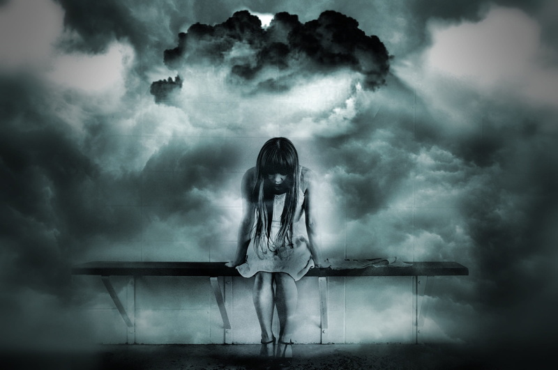 depression, one person, girl, brunette, sky, feet, stressed, human, black and white, horror, storm, photo, dissatisfied, women, dress, frustration, outdoors