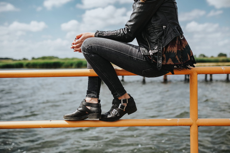 human body part, Beautiful, female, low section, sitting, girl, adults only, woman, jeans, shoe, young Adult, focus on foreground, pretty, wooden pier