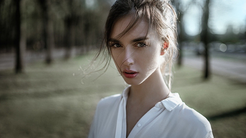 Victoria Vishnevetskaya, beautiful woman, young adult, beautiful people, women, outdoors, serious, adult, Georgy Chernyadyev, nature, brunette, human face