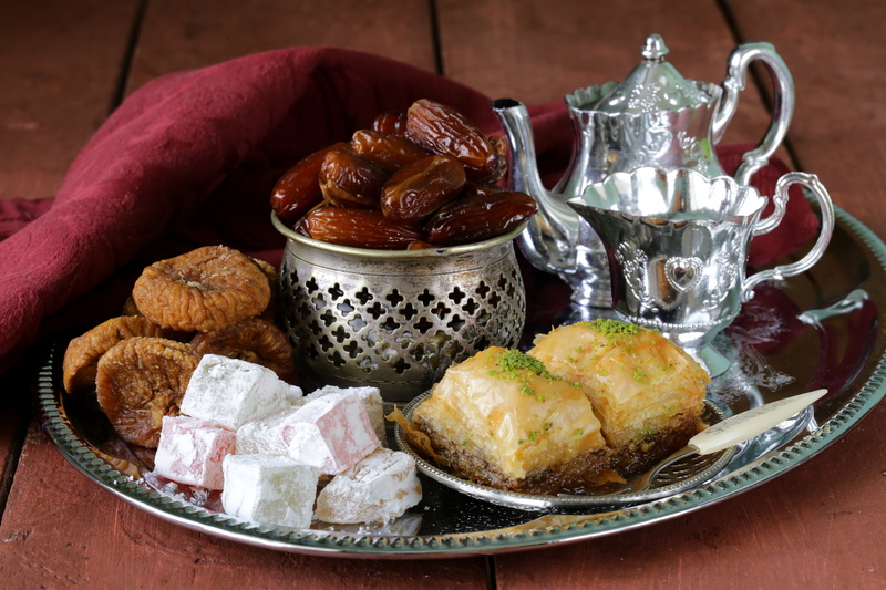 healthy eating, crockery, ready-to-eat, temptation, refreshment, dates, figs, tea - Hot Drink, turkish, Turkish delight, serving size, food, wellbeing