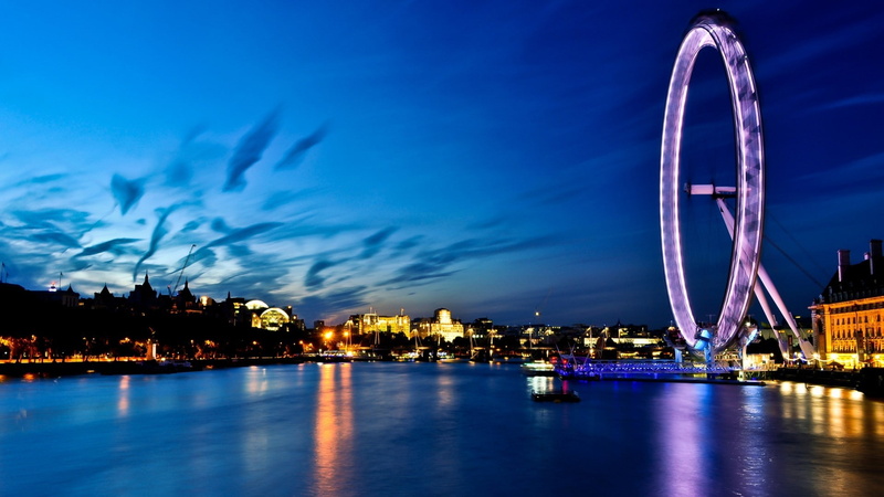 waterfront, city, sky, building exterior, nature, 1080P, River Thames, amusement park, outdoors, office building exterior, arts culture and entertainment