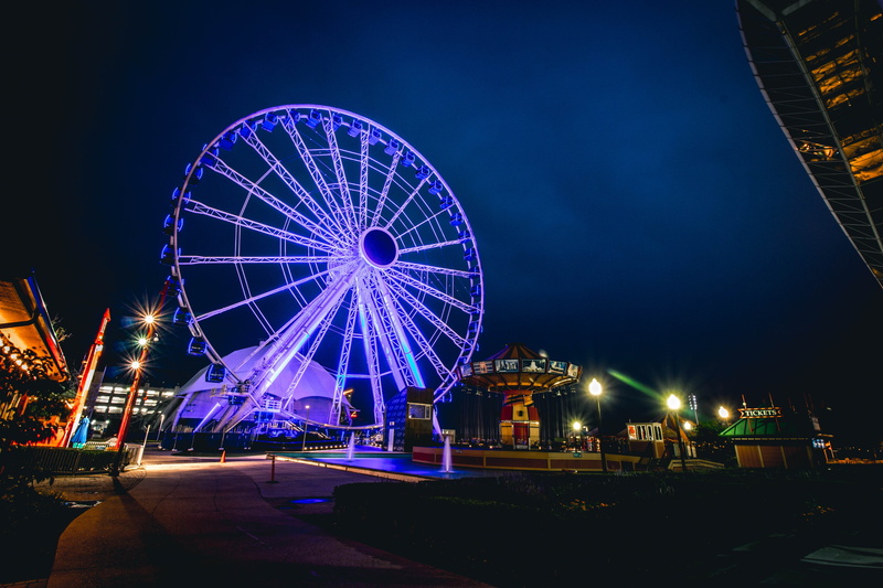 Ferris wheel, 5K, Night, 5K, Amusement park