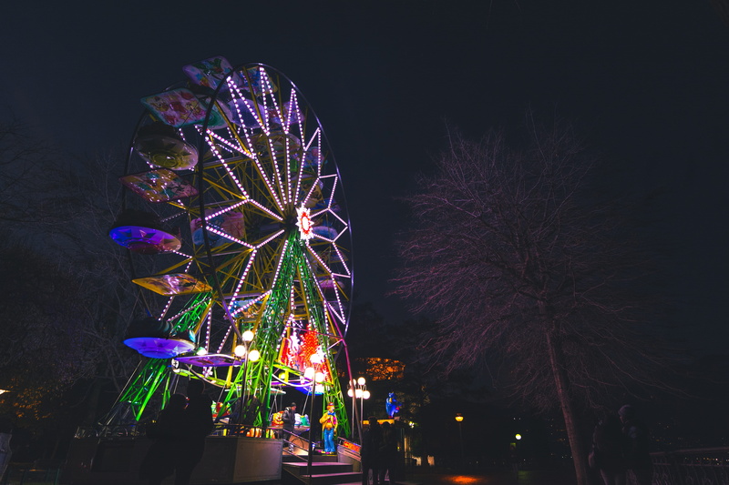 ferris, sky, people, arts culture and entertainment, traditional Festival, enjoyment, amusement park, outdoors, illuminated, celebration, wheel, incidental people