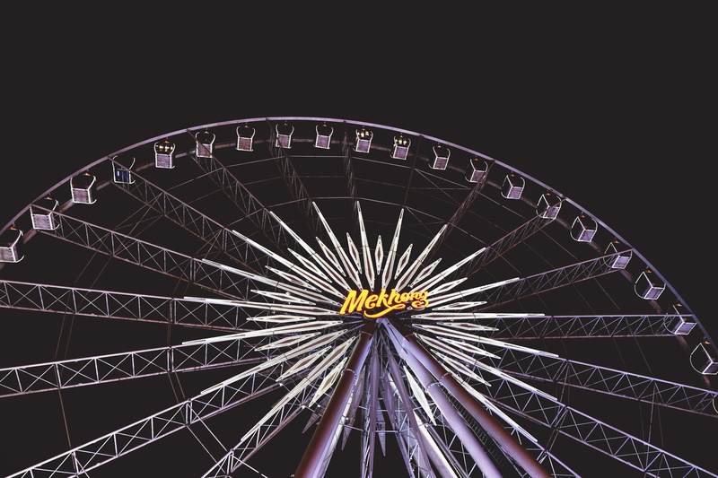 wheel, illuminated, circle, ferris, Ferris wheel, purple, leisure activity, at night, traveling carnival, shape, low angle view, fairground, sky, various