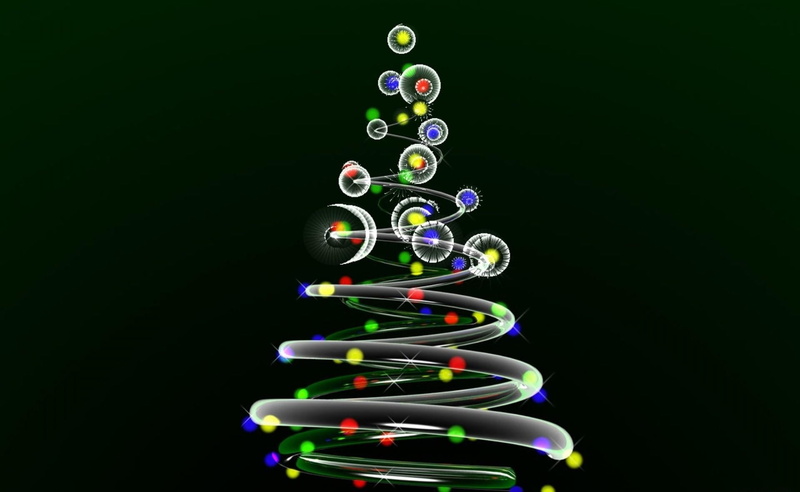 green Color, circle, spiral, holiday, 1080P, christmas tree, curve, swirl, decoration, large group of objects, low angle view, christmas, dNA, chromosome