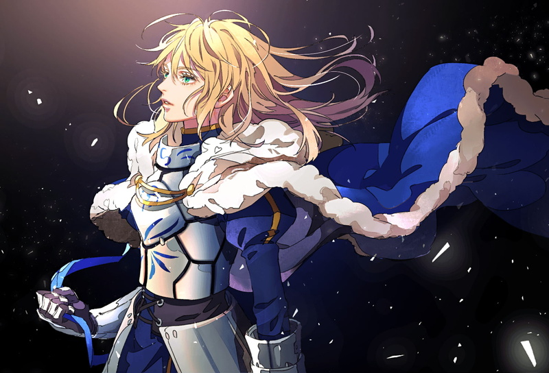 Saber, women, water, black background, hair, young adult, blue, representation, blond hair, looking at camera, anime girls, art and craft, creativity, clothing