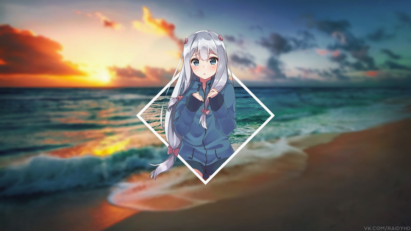 cloud - sky, teenager, emotion, Izumi Sagiri, 1080P, sunset, mystery, nature, adult, beauty in nature, human body part, picture-in-picture, outdoors, women