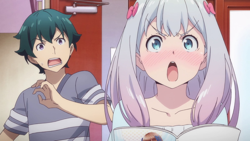 anime, indoors, people, green, real people, illustration, art and craft, representation, day, close-up, purple, male likeness, front view, haired, Eromanga-sensei