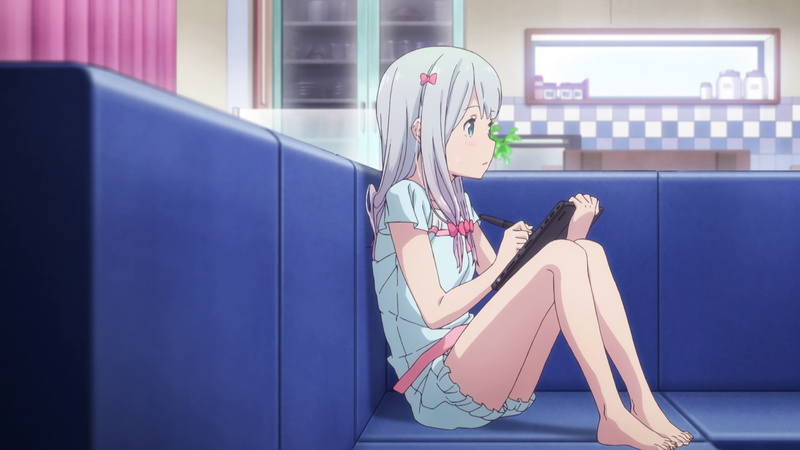 connection, side view, relaxation, young adult, full length, Izumi Sagiri, indoors, Eromanga-sensei, real people, sitting, chair, technology, lifestyles