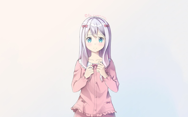 pink color, Eromanga-sensei, anime girls, front view, studio shot, art and craft, indoors, creativity, women, hairstyle, adult, childhood, one person, 1080P
